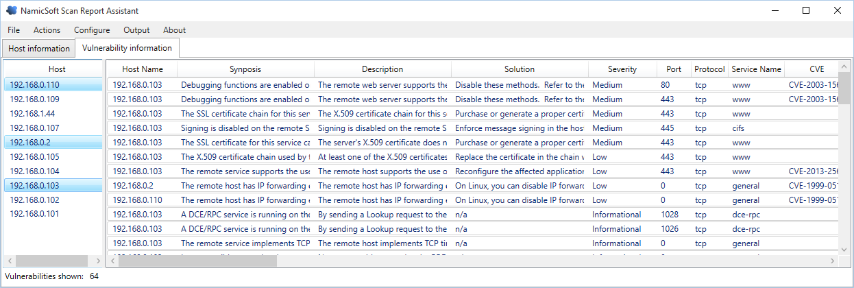 Vulnerability information